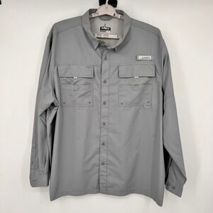 Habit Mens 2XL Gray Long Sleeve Fishing Shirt Vented Solar Factor 40+ UV UPF